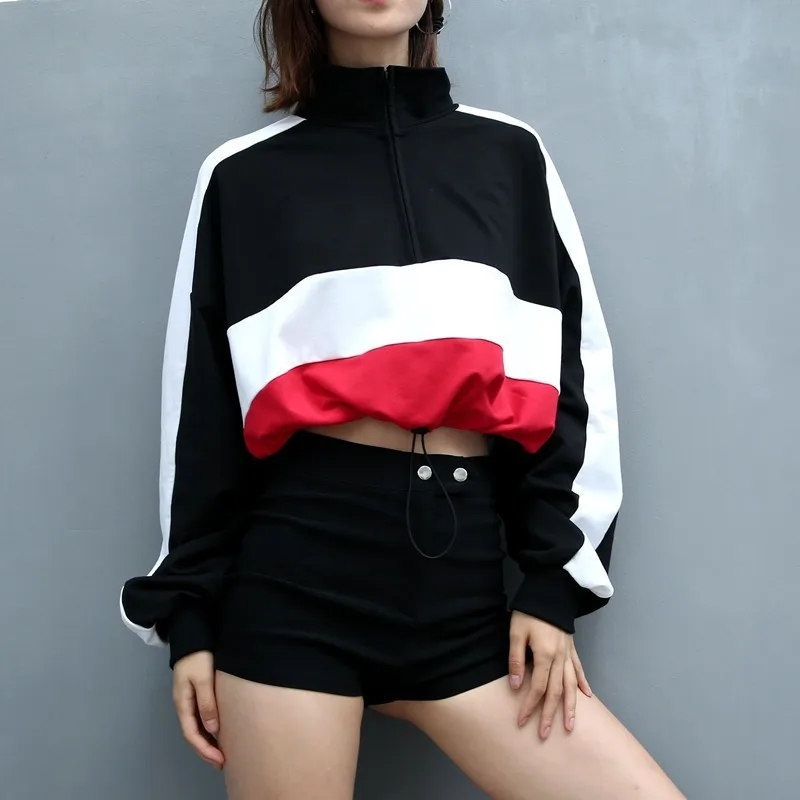Hoodies Gothic Colors Patchwork Crop Tops S-L Zipper Turtle-neck Long Sleeves Women Sweatshirt Pullover Casual Sudaderas
Hoodies Gothic Colors Patchwork Crop Tops S-L Zipper Turtle-neck Long Sleeves Women Sweatshirt Pullover Casual Sudaderas