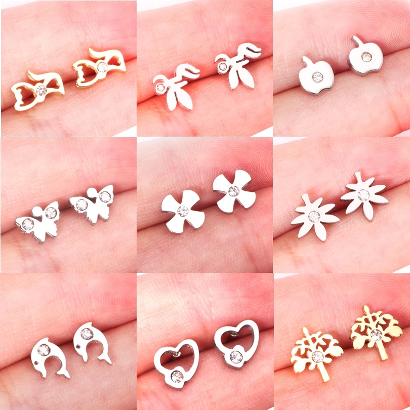 ASONSTEEL Ladies Earring Butterfly/Flower/Apple/Heart/Dolphin Animal Stud Earring Cute Stainless Steel Anti-allergy Earrings
ASONSTEEL Ladies Earring Butterfly/Flower/Apple/Heart/Dolphin Animal Stud Earring Cute Stainless Steel Anti-allergy Earrings