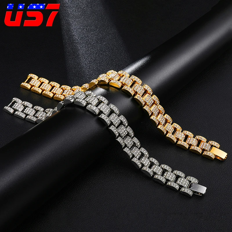 US7 Micro Crystal Miami Watch Link Chain Bracelets For Men Yellow Gold Iced Out Link Chain Hip Hop Rapper White Bracelet Jewelry
US7 Micro Crystal Miami Watch Link Chain Bracelets For Men Yellow Gold Iced Out Link Chain Hip Hop Rapper White Bracelet Jewelry