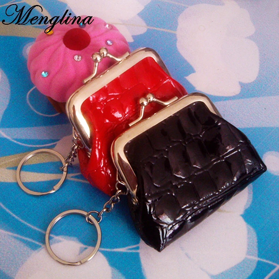 Фото Menglina Fashion PU Leather Keychain Mini Coin Purse Key Ring Crocodile Pattern Wallet Women Handbag Charm Accessories | Украшения и
