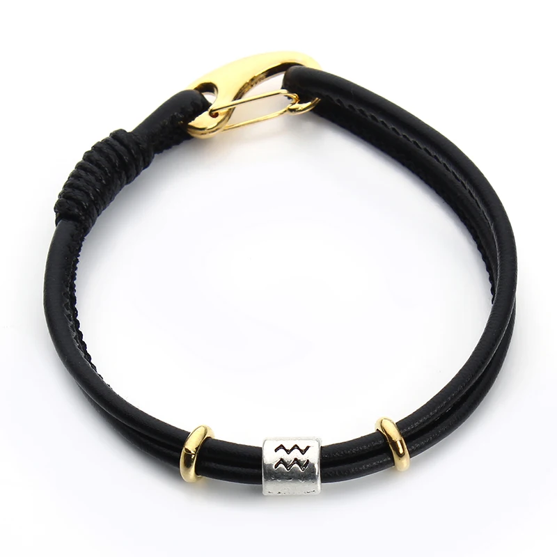 Fashion Constellation Bracelet 12 Zodiac Charm Pulseras Hombre Black Leather Bracelet for Women Men Handmade Friendship Bracelet
Fashion Constellation Bracelet 12 Zodiac Charm Pulseras Hombre Black Leather Bracelet for Women Men Handmade Friendship Bracelet