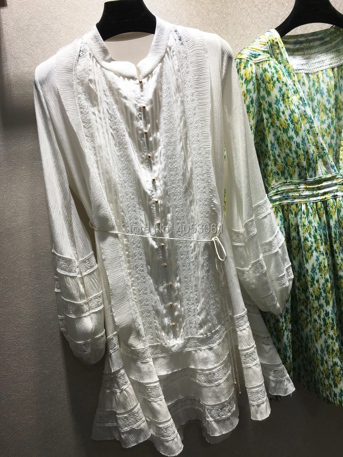 High-end Genuine Silk 2018 Ivory Whitewave Pin Tuck Ruffle Mini Dress With Slip Feature Lace Trim & Waist Ties & Front Button-up
High-end Genuine Silk 2018 Ivory Whitewave Pin Tuck Ruffle Mini Dress With Slip Feature Lace Trim & Waist Ties & Front Button-up