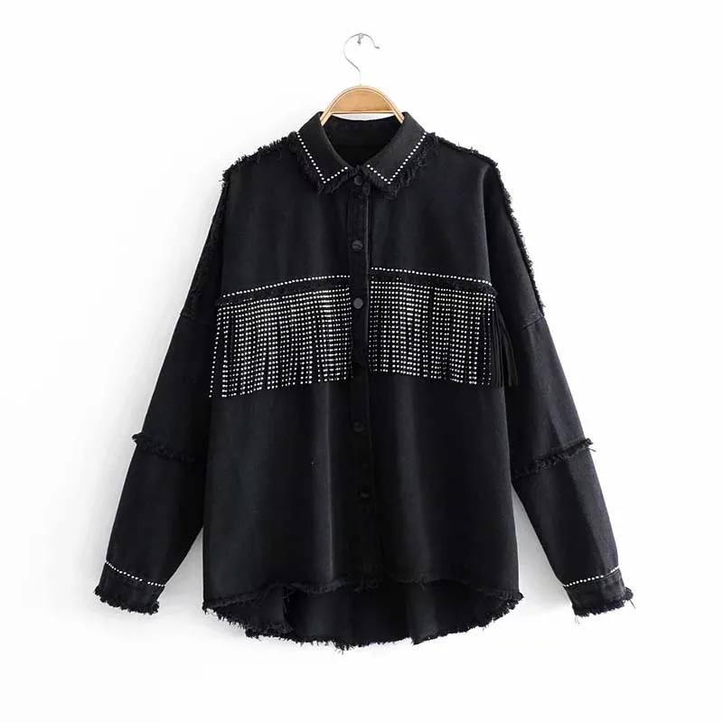 Hot Sale Spring Autumn Black High quality Loose Jacket coat sequined tassels casual long sleeve Female outerwear Women Clothes
Hot Sale Spring Autumn Black High quality Loose Jacket coat sequined tassels casual long sleeve Female outerwear Women Clothes