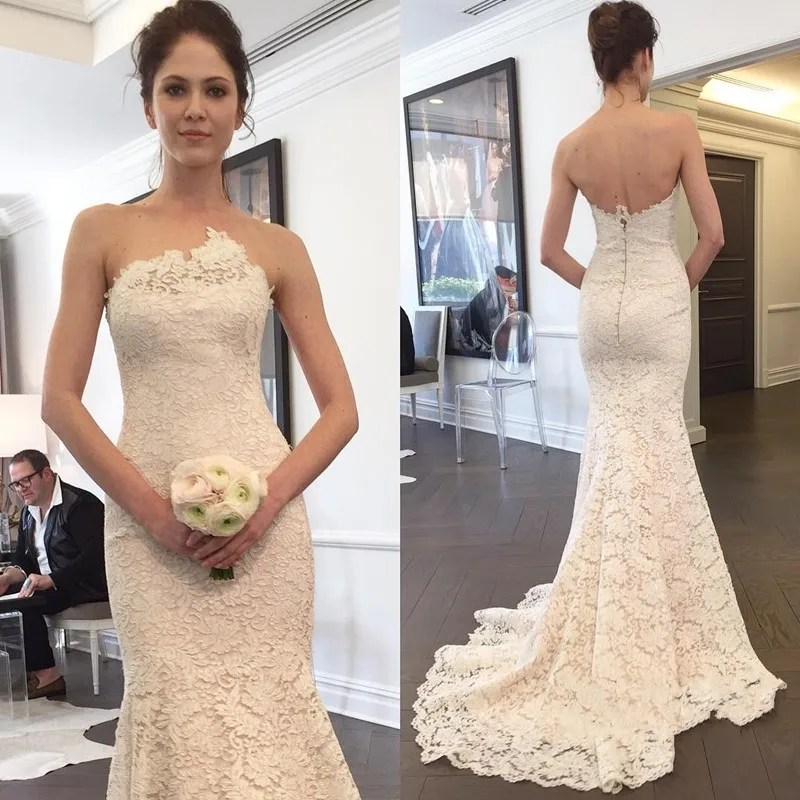 Simple Elegant Strapless Wedding Dress Zipper Back 2019 Vinatge Lace Mermaid Wedding Gown
Simple Elegant Strapless Wedding Dress Zipper Back 2019 Vinatge Lace Mermaid Wedding Gown