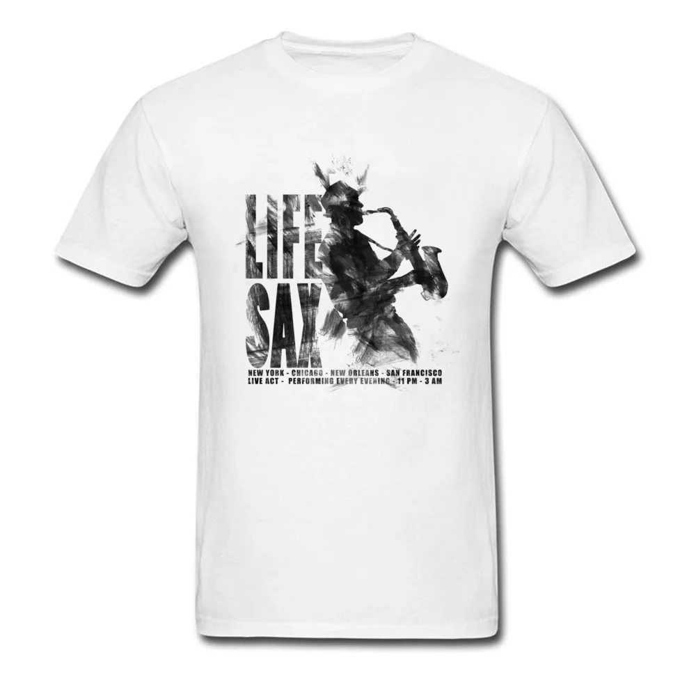 2018 художественный дизайн Life Sax мужская белая футболка с короткими рукавами и
