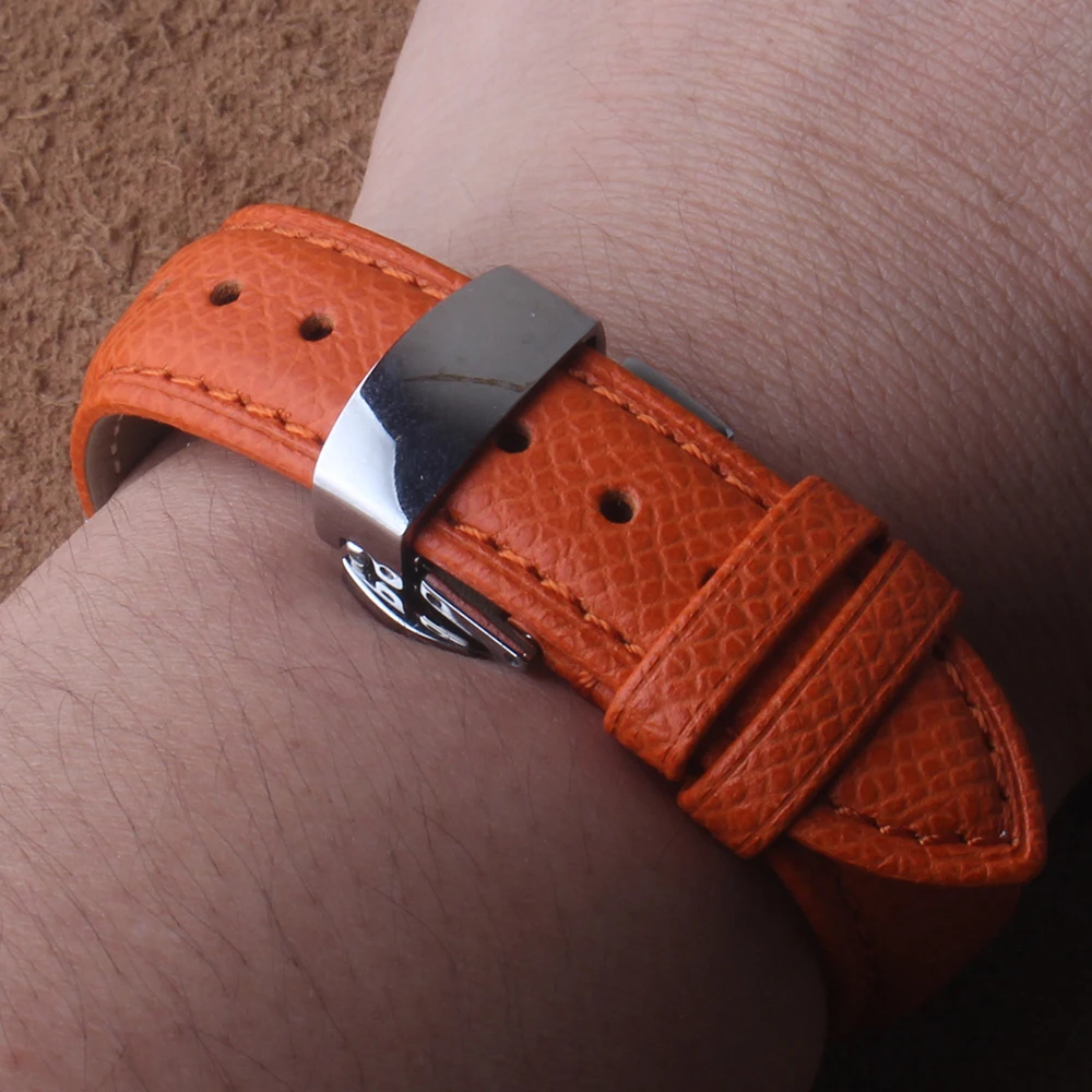 Watchbands Cowhide Leather Watch Band strap Orange Lizard Graind with butterfly buckle silver 16mm 18mm 20mm lady wristband men
Watchbands Cowhide Leather Watch Band strap Orange Lizard Graind with butterfly buckle silver 16mm 18mm 20mm lady wristband men