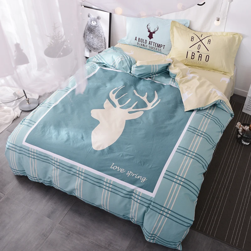 Home Textile Cartoon 100%Cotton Fashion Elk Deer Style 4pcs Bedding Sets Bed Linen Bedclothes Bed Sheet Duvet Cover Set
Home Textile Cartoon 100%Cotton Fashion Elk Deer Style 4pcs Bedding Sets Bed Linen Bedclothes Bed Sheet Duvet Cover Set