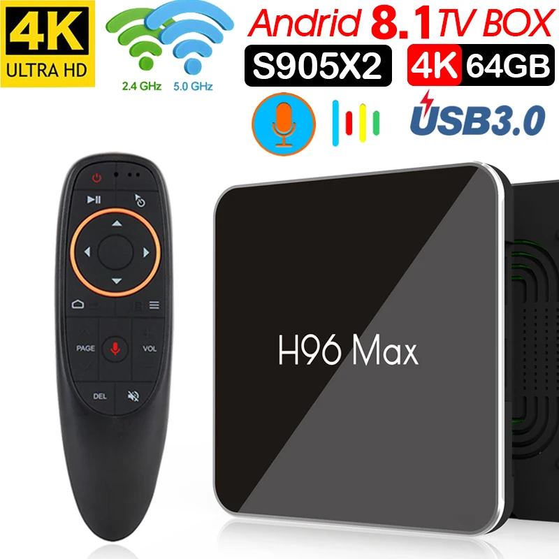 h96Max Smart TV BOX Android 8.1 Amlogic S905X2 LPDDR4 Quad Core 4GB 32GB 64GB 2.4G&5GHz Wifi BT 100M 4K Set top box X96 Max X2
h96Max Smart TV BOX Android 8.1 Amlogic S905X2 LPDDR4 Quad Core 4GB 32GB 64GB 2.4G&5GHz Wifi BT 100M 4K Set top box X96 Max X2