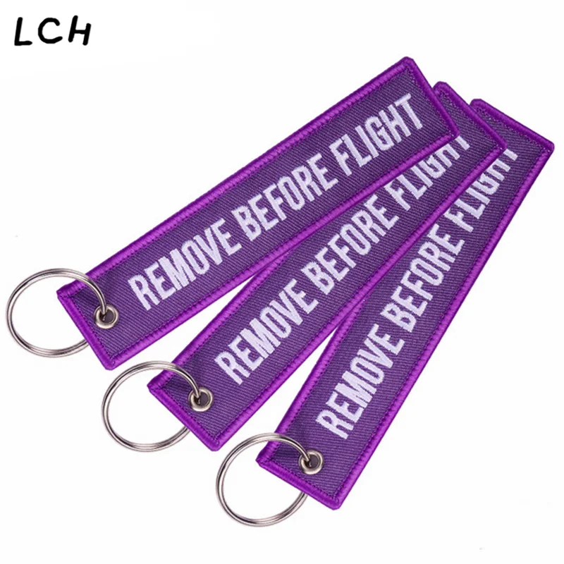 Fashion Jewelry Keychain for Cars Customized Key Chains Purple Embroidery Key Fobs REMOVE BEFORE FLIGHT Key Chain Tag 
Fashion Jewelry Keychain for Cars Customized Key Chains Purple Embroidery Key Fobs REMOVE BEFORE FLIGHT Key Chain Tag