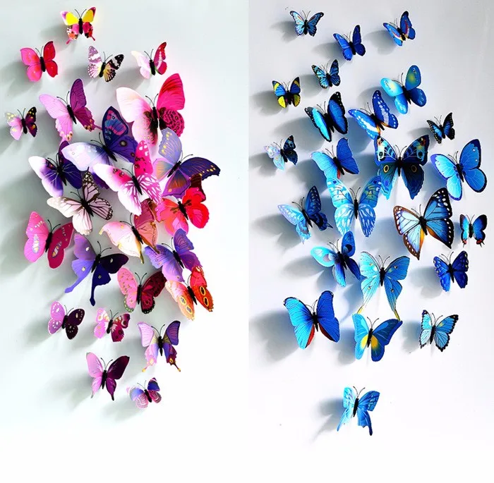 12pc 3D Butterfly Magnet Wall Sticker Colorful DIY Fridge Home Party Decoration