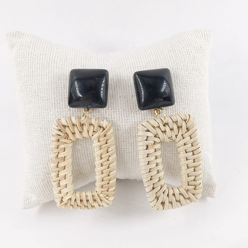 Newest Handmade Straw Rattan Braided wrapped Earrings Natural Caned Drop Earrings Eardrop
Newest Handmade Straw Rattan Braided wrapped Earrings Natural Caned Drop Earrings Eardrop