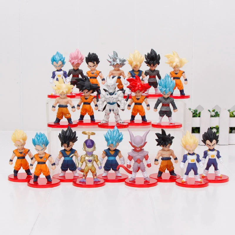21pcs/set 7cm Dragon Ball Z Super Saiyan Son Goku black blue hair vegetto vegeta freeza Migatte no Gokui PVC action Figure toy
21pcs/set 7cm Dragon Ball Z Super Saiyan Son Goku black blue hair vegetto vegeta freeza Migatte no Gokui PVC action Figure toy