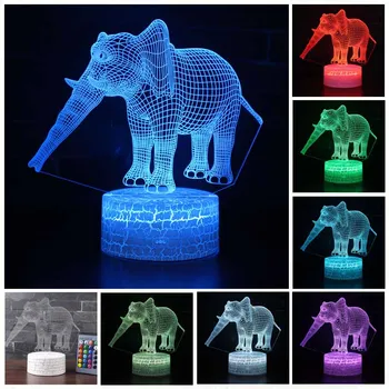 

HQXING Amazing 3D Illusion LED Table Lamp Night Light with Animal Elephant Shape Touch 7 Colors Change Effect Holiday Gift