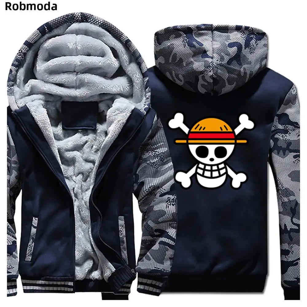 Anime One Piece Luffy Skull Print Fashion Zipper Mens Hoodies 2019 Winter Warm Fleece Hooded Sweatshirts Men Harajuku Jacket 
Anime One Piece Luffy Skull Print Fashion Zipper Mens Hoodies 2019 Winter Warm Fleece Hooded Sweatshirts Men Harajuku Jacket