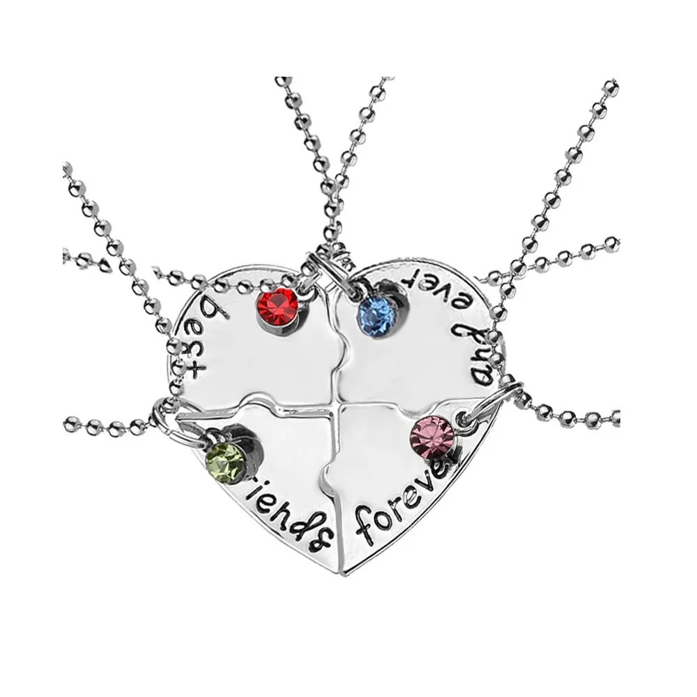4pcs/set "Best friends forever and ever" Heart shape Splices Pendant Nekclaces for Women Girls Friendship Gifts
4pcs/set "Best friends forever and ever" Heart shape Splices Pendant Nekclaces for Women Girls Friendship Gifts