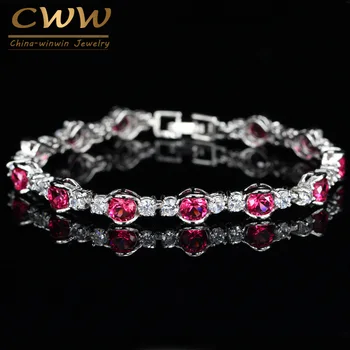 CWWZircons Classic OL Design Round Shape Cubic Zirconia Crystal Rose Red Tennis Chain Link Bracelet for Women CB020
CWWZircons Classic OL Design Round Shape Cubic Zirconia Crystal Rose Red Tennis Chain Link Bracelet for Women CB020