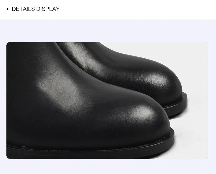 Donna-in genuine calf leather winter boots classic Chelsea boots round toe thick heel natural leather women boots (33)