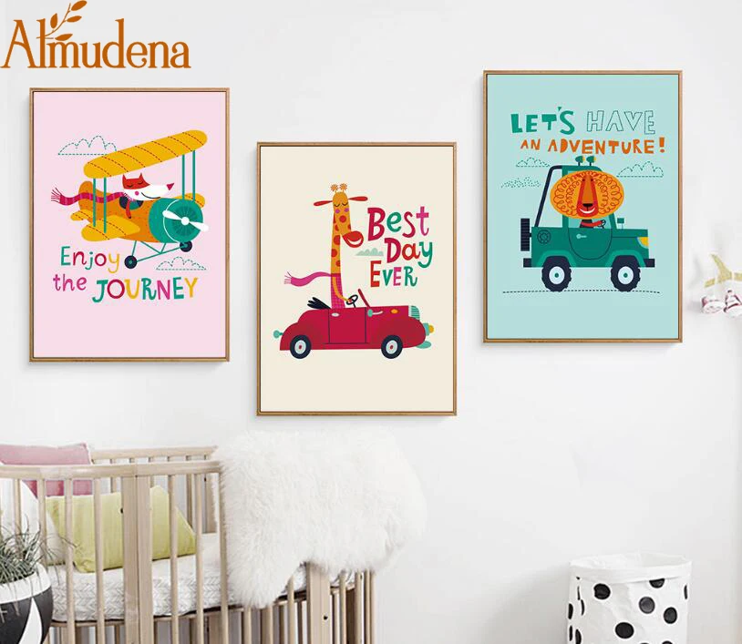 ALMUDENA Unframed Nordic Poster Cartoon Animal and Car Canvas Painting for Children's Room Decoration Modular Wall Art Picture
ALMUDENA Unframed Nordic Poster Cartoon Animal and Car Canvas Painting for Children's Room Decoration Modular Wall Art Picture