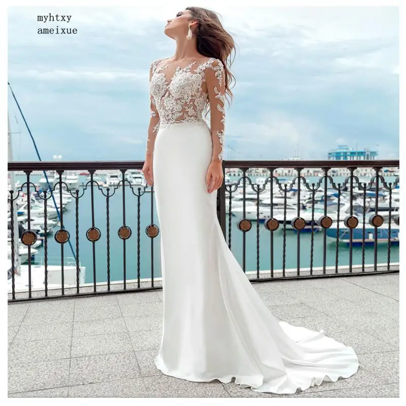 Long Sleeves Cheap Wedding Dress 2019 Beach Bridal Gown Satin Lace Appliques Wedding Dresses White/lvory Romantic Buttons
Long Sleeves Cheap Wedding Dress 2019 Beach Bridal Gown Satin Lace Appliques Wedding Dresses White/lvory Romantic Buttons