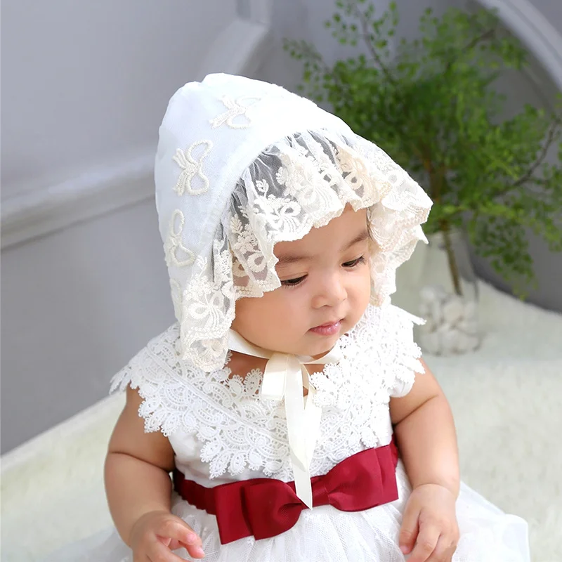 Cute Lace Baby Girls Hat White Pink Princess Hat For Baby Girls Flower Embroidery Infant Beanie Hat First Brithday Gift Autumn (10)