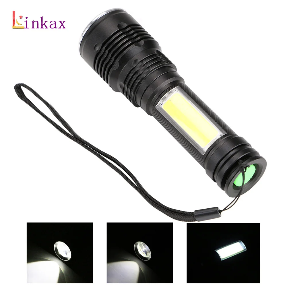 1* T6 LED+1*COB LED Flashlight 4 Modes Adjustable Focus Torch Waterproof Tactical Lantern Light For Fishing Camping Lamp
1* T6 LED+1*COB LED Flashlight 4 Modes Adjustable Focus Torch Waterproof Tactical Lantern Light For Fishing Camping Lamp