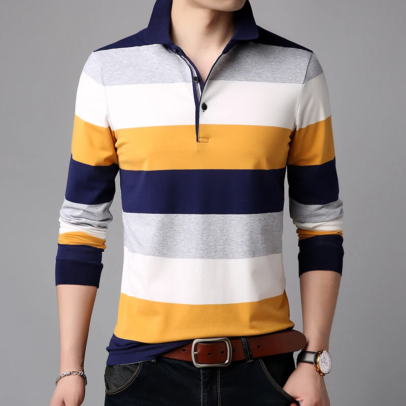 2021 Новая модная брендовая дизайнерская рубашка поло мужская полосатая с длинным