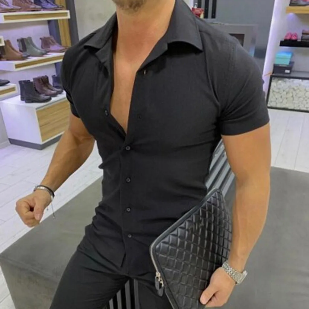 2019 Mens Shirt New Fashion Hot Summer Casual Men Pure Color Button Splicing Pattern Casual Lapel Short Sleeve Shirt 40
2019 Mens Shirt New Fashion Hot Summer Casual Men Pure Color Button Splicing Pattern Casual Lapel Short Sleeve Shirt 40