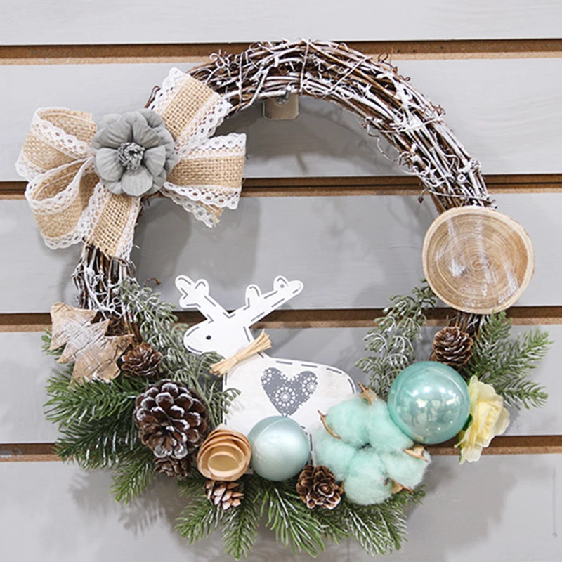 

Christmas Wreath Xmas Fake Pine Cone Large Wreath Door Wall Ornament Garland Decoration Christmas Tree Decor For Home 30cm