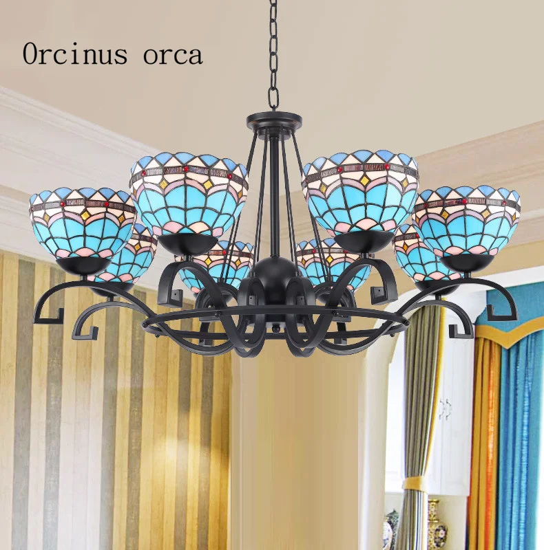 Mediterranean retro stained glass chandelier living room bedroom pastoral village LED drawing creative personality Chandelier
Mediterranean retro stained glass chandelier living room bedroom pastoral village LED drawing creative personality Chandelier