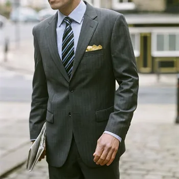 2017 Grey Wedding Suits For Groom Custom strip men Suit Tuxedo terno masculino casamento mens suits two button tuxedo jacket men 
2017 Grey Wedding Suits For Groom Custom strip men Suit Tuxedo terno masculino casamento mens suits two button tuxedo jacket men