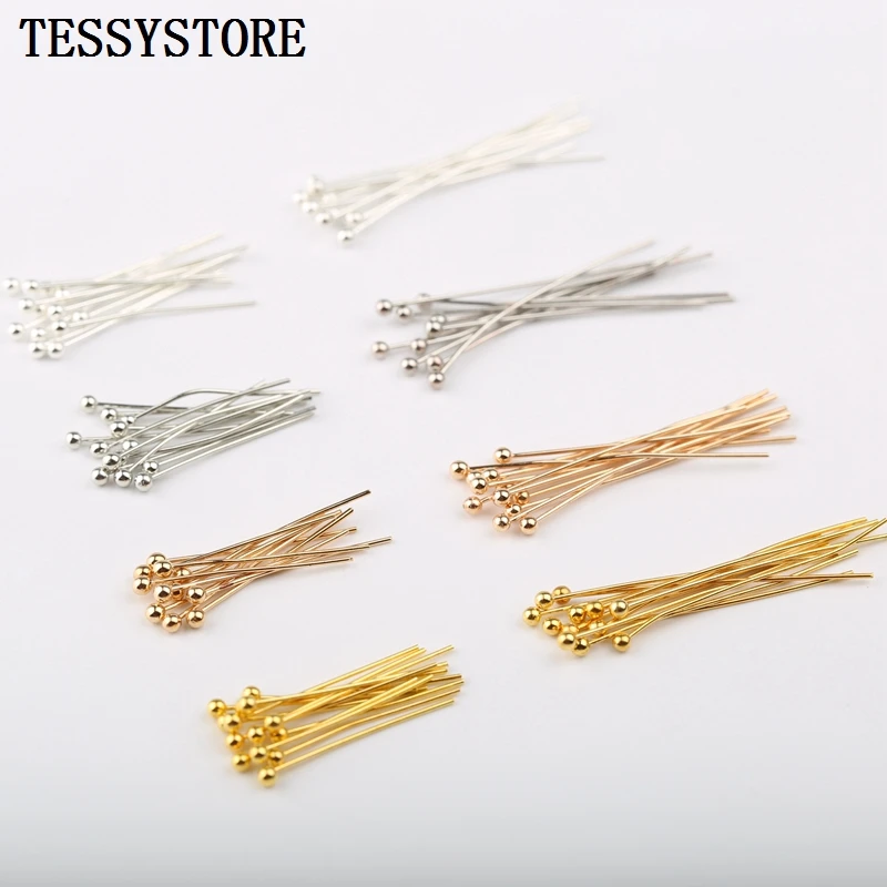 

20mm 30mm Silver Gold Plated Bronze Copper Ball Head Pins Needles For Jewelry Making Beads Earring Handmade Accessories