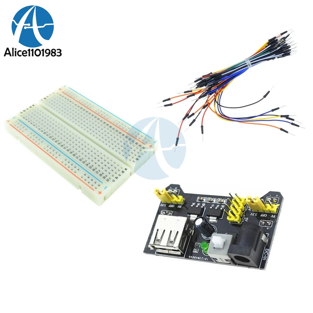 MB102 Power Supply Module 3.3V 5V Solderless Prototype Breadboard Bread Board 400 Tie Point 65PCS 65 Flexible Jumper Cable Wire
MB102 Power Supply Module 3.3V 5V Solderless Prototype Breadboard Bread Board 400 Tie Point 65PCS 65 Flexible Jumper Cable Wire