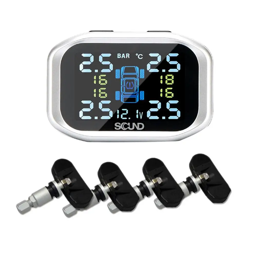 Car TPMS Wireless Tire Pressure Monitoring System Cigarette Lighter Power Alarm Systems with 4 internal or External Sensor
Car TPMS Wireless Tire Pressure Monitoring System Cigarette Lighter Power Alarm Systems with 4 internal or External Sensor