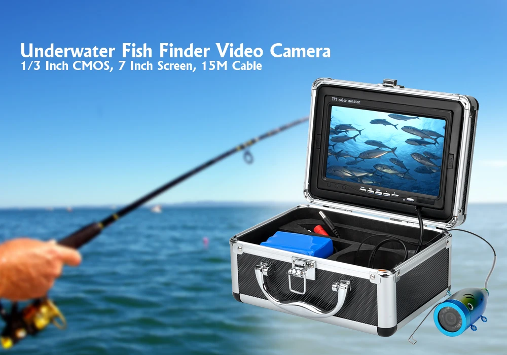 

Видеокамера для подводной рыбалки с эхолотом 15 м и цветным монитором 7 дюймов, HD камера 1000TVL