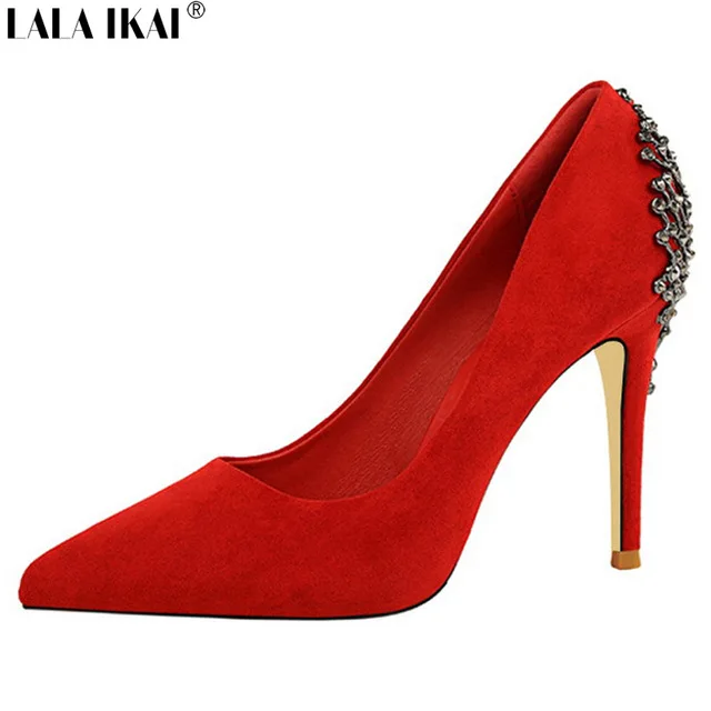 LALA IKAI Suede Leather Women Pumps High Heels Shallow Pointed Toe Women Shoes Metal Diamond Slip-on Party Shoes XWC1475-45
LALA IKAI Suede Leather Women Pumps High Heels Shallow Pointed Toe Women Shoes Metal Diamond Slip-on Party Shoes XWC1475-45