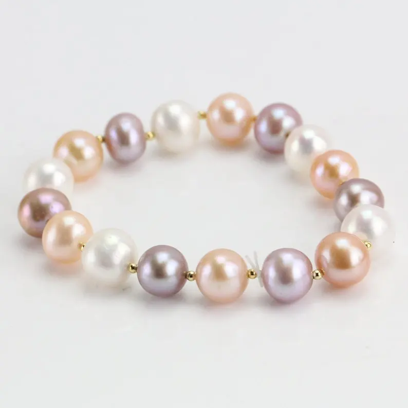 Natural Pearl Jewelry,Elastic 10MM Multicolor Rainbow Freshwater Pearl Bracelet,Charmong Women Wedding Party Gift
Natural Pearl Jewelry,Elastic 10MM Multicolor Rainbow Freshwater Pearl Bracelet,Charmong Women Wedding Party Gift