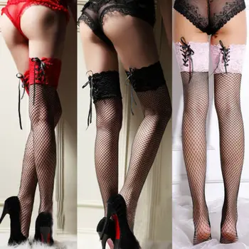 

Black Fishnet Sexy Stockings Women Hollow Out Patterned Net Pantyhose Hot Clubwear Lingerie Ladies Over Knees Mesh Stocking