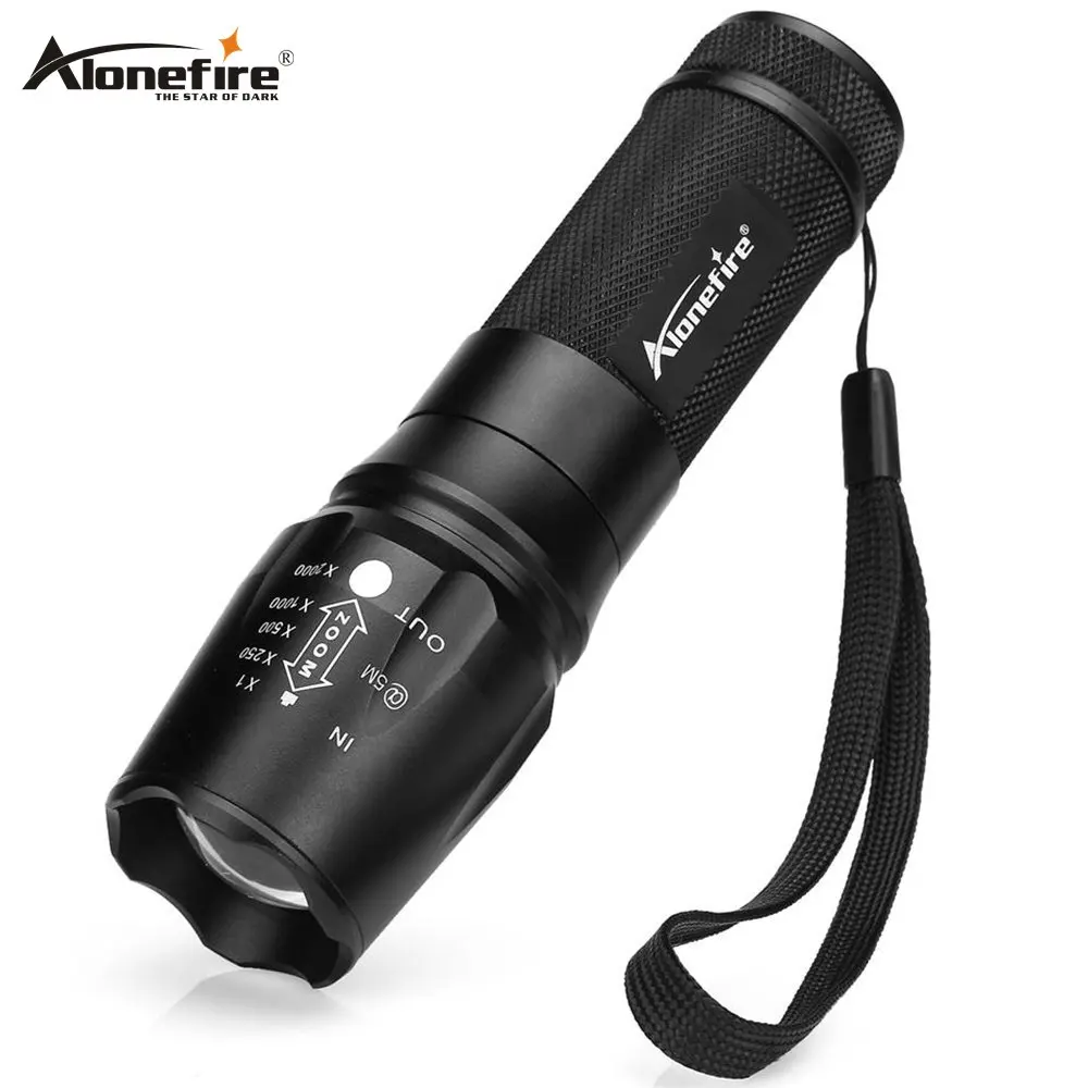AloneFire X801 high power led flashlight XML T6 LED 5000LM Zoomable 26650 tactical torch zoom Climbing Camping floodlight
AloneFire X801 high power led flashlight XML T6 LED 5000LM Zoomable 26650 tactical torch zoom Climbing Camping floodlight