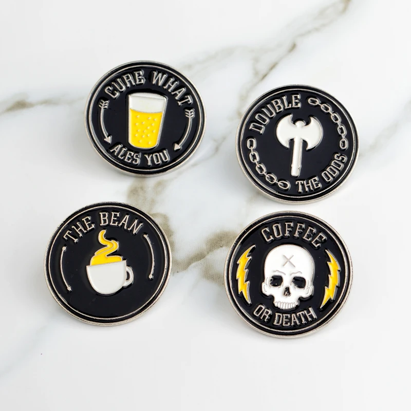 Black Coffee Skull Ax Beer mug Brooch and Pin The bean,coffee or death Pins Buckle Badge Punk Lapel Pin Jewelry Gift for Kids
Black Coffee Skull Ax Beer mug Brooch and Pin The bean,coffee or death Pins Buckle Badge Punk Lapel Pin Jewelry Gift for Kids