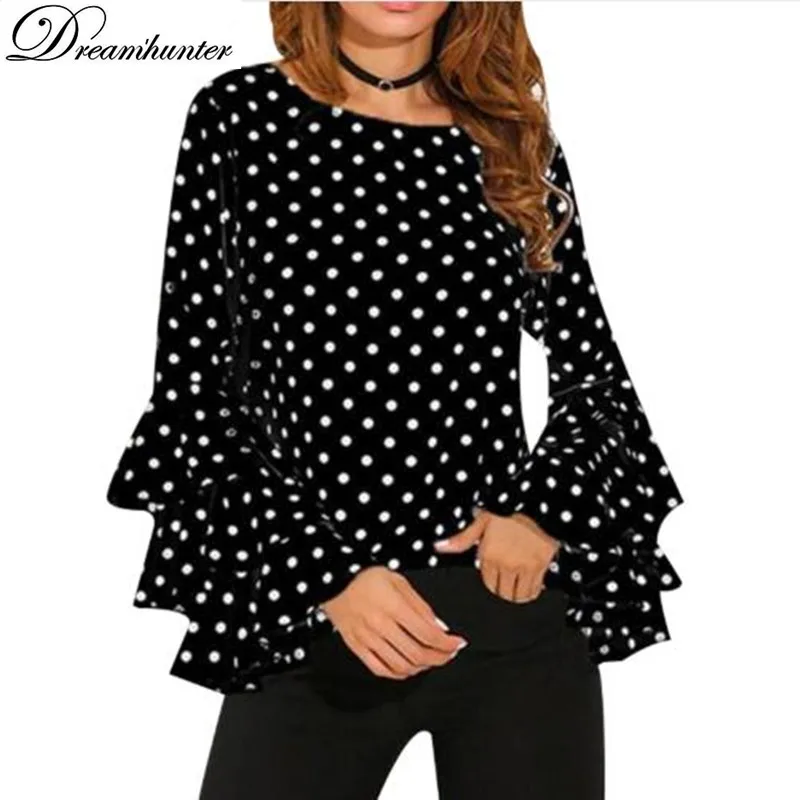 Women's Blouse Summer Polka Dot Print Flare Sleeve Chiffon Blouse Shirt Tops Women O Neck Long Sleeve Blouse Tops Plus Size 5XL
Women's Blouse Summer Polka Dot Print Flare Sleeve Chiffon Blouse Shirt Tops Women O Neck Long Sleeve Blouse Tops Plus Size 5XL