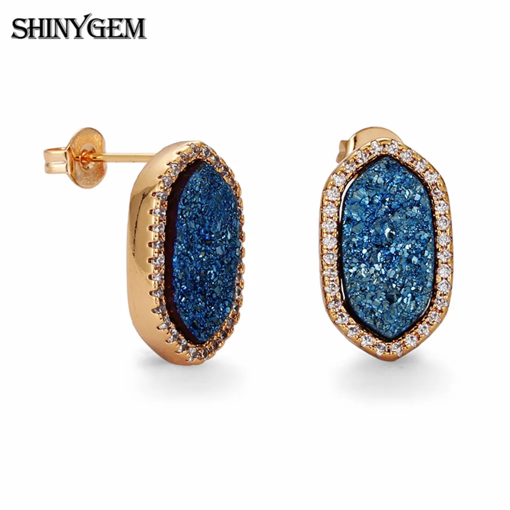 ShinyGem Fashion Oval Crystal Earrings Hexagon Chakra Natural Stone Earrings Gold Plating Colorful Druzy Stud Earrings For Women
ShinyGem Fashion Oval Crystal Earrings Hexagon Chakra Natural Stone Earrings Gold Plating Colorful Druzy Stud Earrings For Women