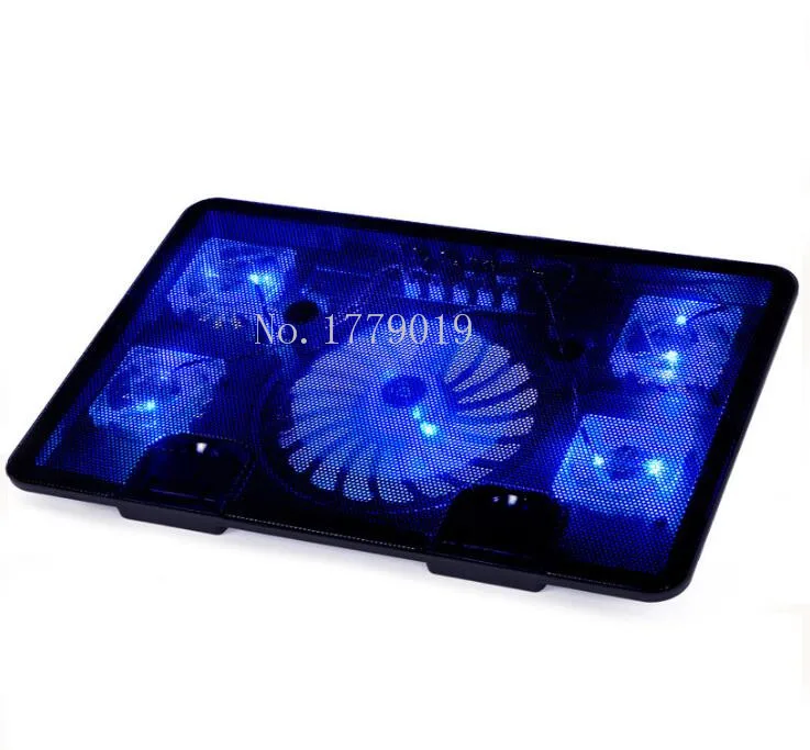 Image Notebook cooling pad Blue LED Laptop Cooler 5 Fans 2 USB Port Stand Pad for Laptop 10 17