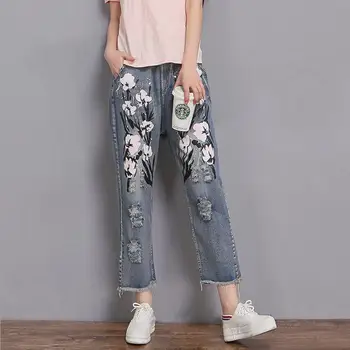 plus size denim jeans 2019 spring new fashion Flowers printing loose pants elastic waist casual style Cowboy Jeans women gx168
plus size denim jeans 2019 spring new fashion Flowers printing loose pants elastic waist casual style Cowboy Jeans women gx168
