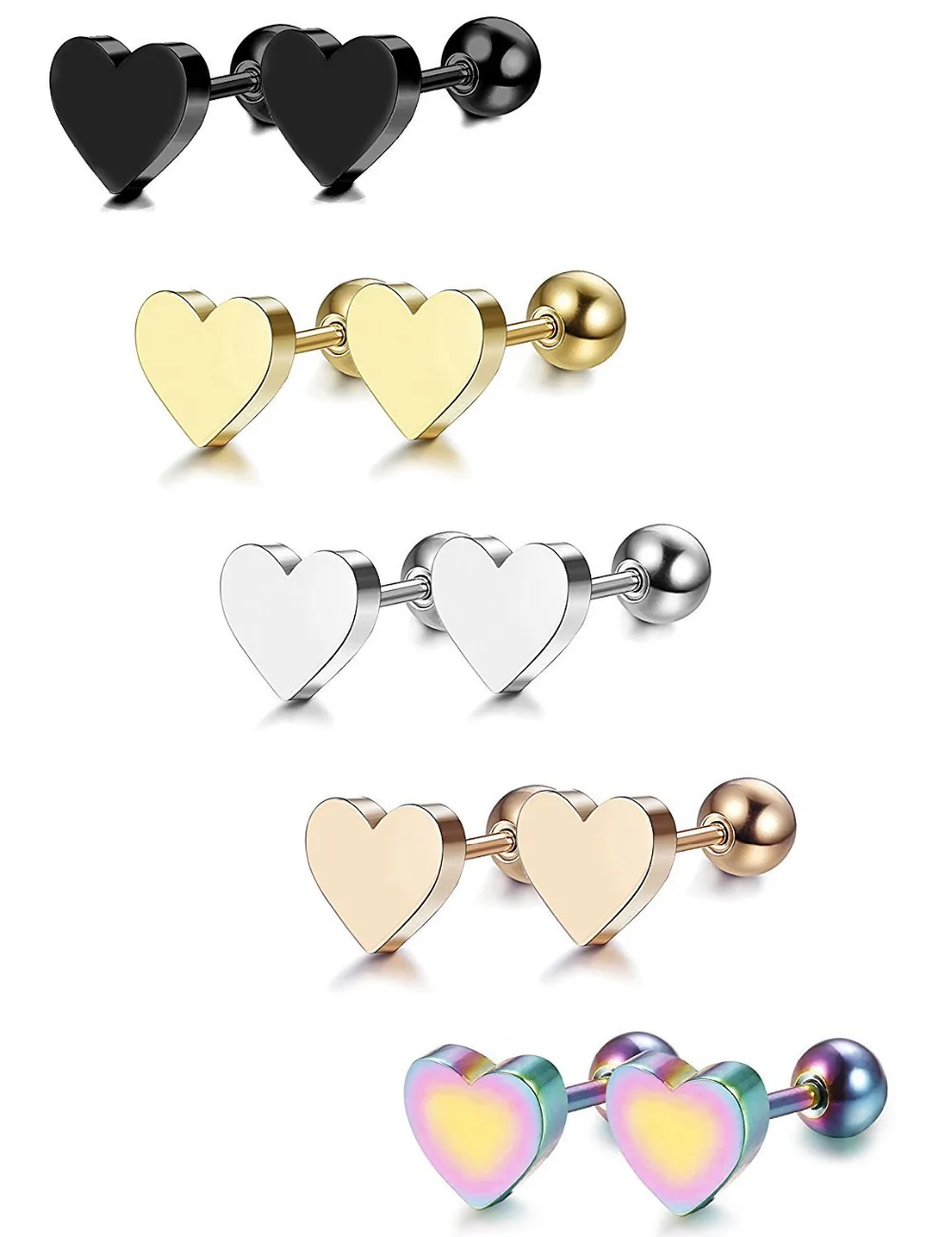 2 pcs/lot Lovely Heart Stud Earrings Tragus Piercing Cartilagem Rose Gold Color Body Piercing Helix Piercing Ear Jewelry
2 pcs/lot Lovely Heart Stud Earrings Tragus Piercing Cartilagem Rose Gold Color Body Piercing Helix Piercing Ear Jewelry
