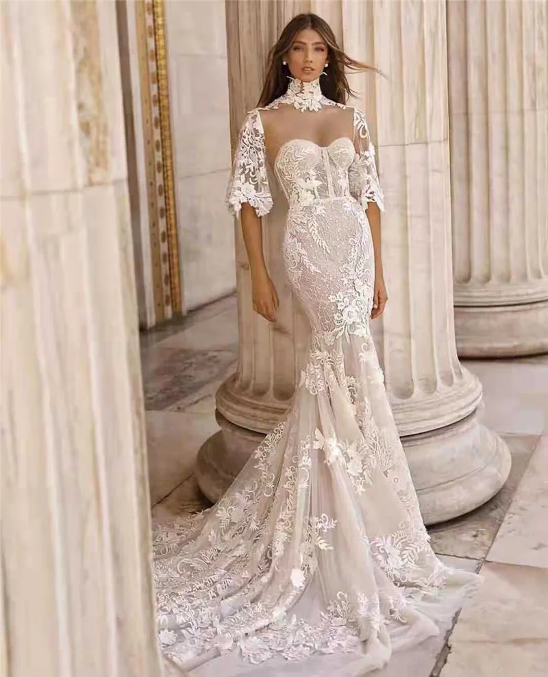 High Quality Celebrity Turtleneck Half Sleeve Lace Maxi Long Women's Dresses Elegant Wedding Evening Party Dress
High Quality Celebrity Turtleneck Half Sleeve Lace Maxi Long Women's Dresses Elegant Wedding Evening Party Dress