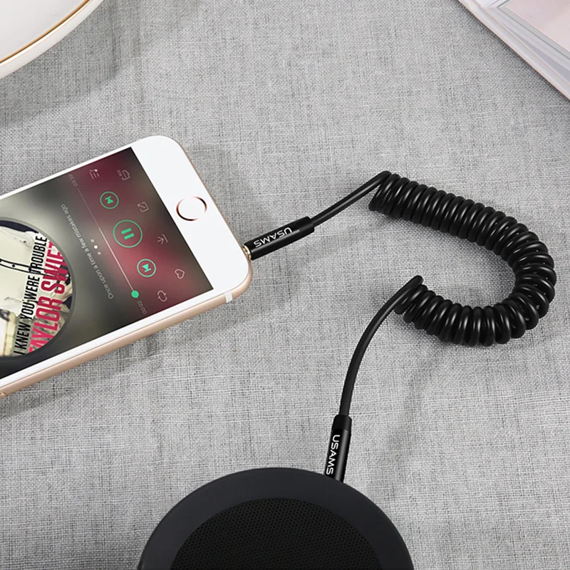 USAMS Jack 3.5mm Audio Cable To 3.5MM Jack AUX Cable Hi-Fi Stereo Spring Aux Cable for iPhone Speaker Headphones Car CD AUX Cord
USAMS Jack 3.5mm Audio Cable To 3.5MM Jack AUX Cable Hi-Fi Stereo Spring Aux Cable for iPhone Speaker Headphones Car CD AUX Cord