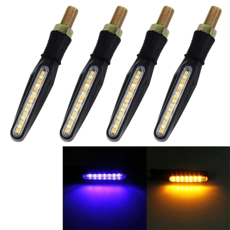 Фото Car 15-LED Turn Signal Lamp 4 PCS DC 12V Motorcycle Yellow + Blue Light Marquee-LED Indicator Blinker | Автомобили и мотоциклы