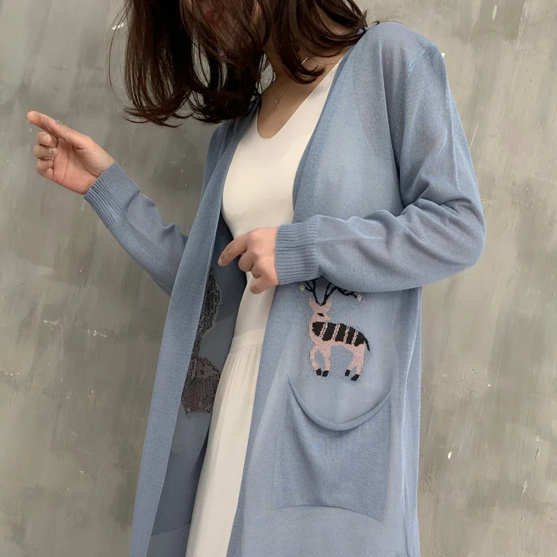 Spring summer ice linen sweater deer printed long air conditioning shirt thin section shawl sunscreen silk cardigan women coat
Spring summer ice linen sweater deer printed long air conditioning shirt thin section shawl sunscreen silk cardigan women coat