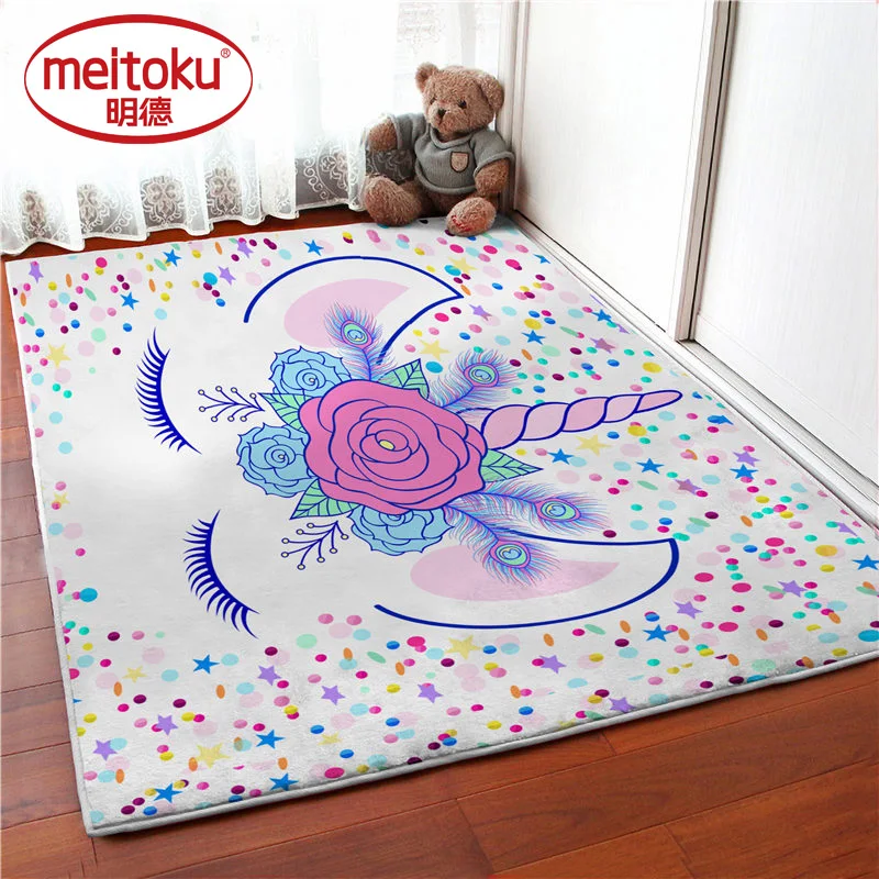 Meitoku Baby Play Mat with Kinds Unicorns,European Mythology Rug,Carpet for kids,Thicker and Soft Carpet for game