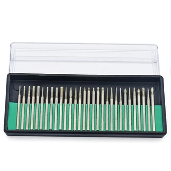 30pcs 2.35/3.0mm Diamond Burs Rotary Wood Stone Drilling Tools For Dremel Drill Bit Power Tool Dental Polishing Burs